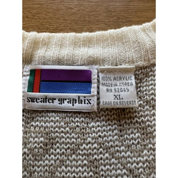 Sweater Graphix Cardigan Sweater Men's XL 90's Grandpa‎ Cabincore Classic VTG - Picture 3 of 11